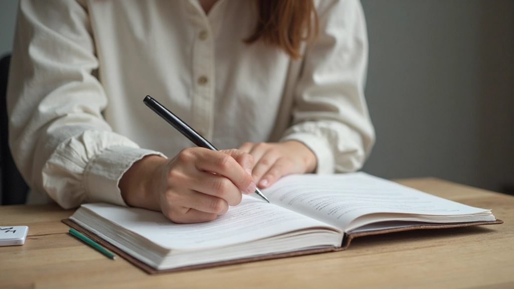 Drie kolommen systeem voor geduld tracking, handgeschreven in notitieboek met voorbeelden